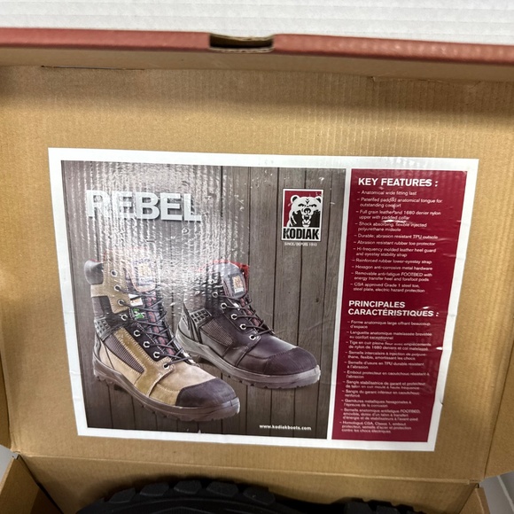Kodiak Boots Men's Rebel 6" High Size 8 - Steel Toe, Steel Plate, Leather Boots - Picture 5 of 14